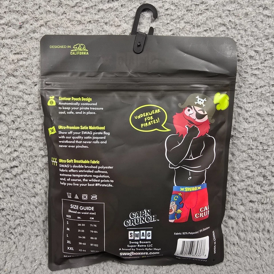 Calzoncillo boxer SWAG Cap n Crunch para hombre 2XL XXL rojo elástico ropa interior ligero nuevo con etiquetas B Foto 2 de 4