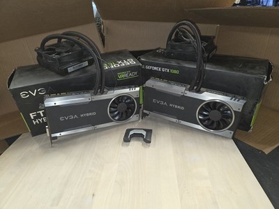 PAIR OF EVGA GeForce GTX 1080 FTW3 HYBRID WITHOUT BRIDGE