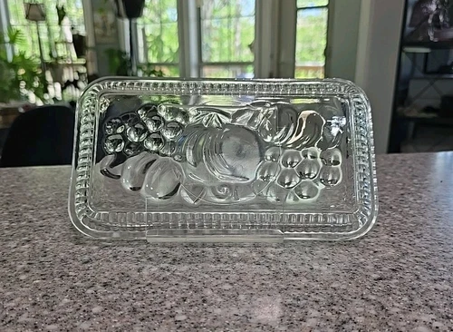 Vintage 1930s Federal Glass Ribbed Fruit Refrigerator Lid Replacement Lid Only