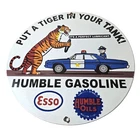 Vintage Humble Gasoline Sign - Esso Gas Tiger Tank Porcelain Gas Station Sign