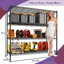 4 Tiers Wire Shelving Units Heavy Duty Adjustable Metal Shelf Storage Rack Black