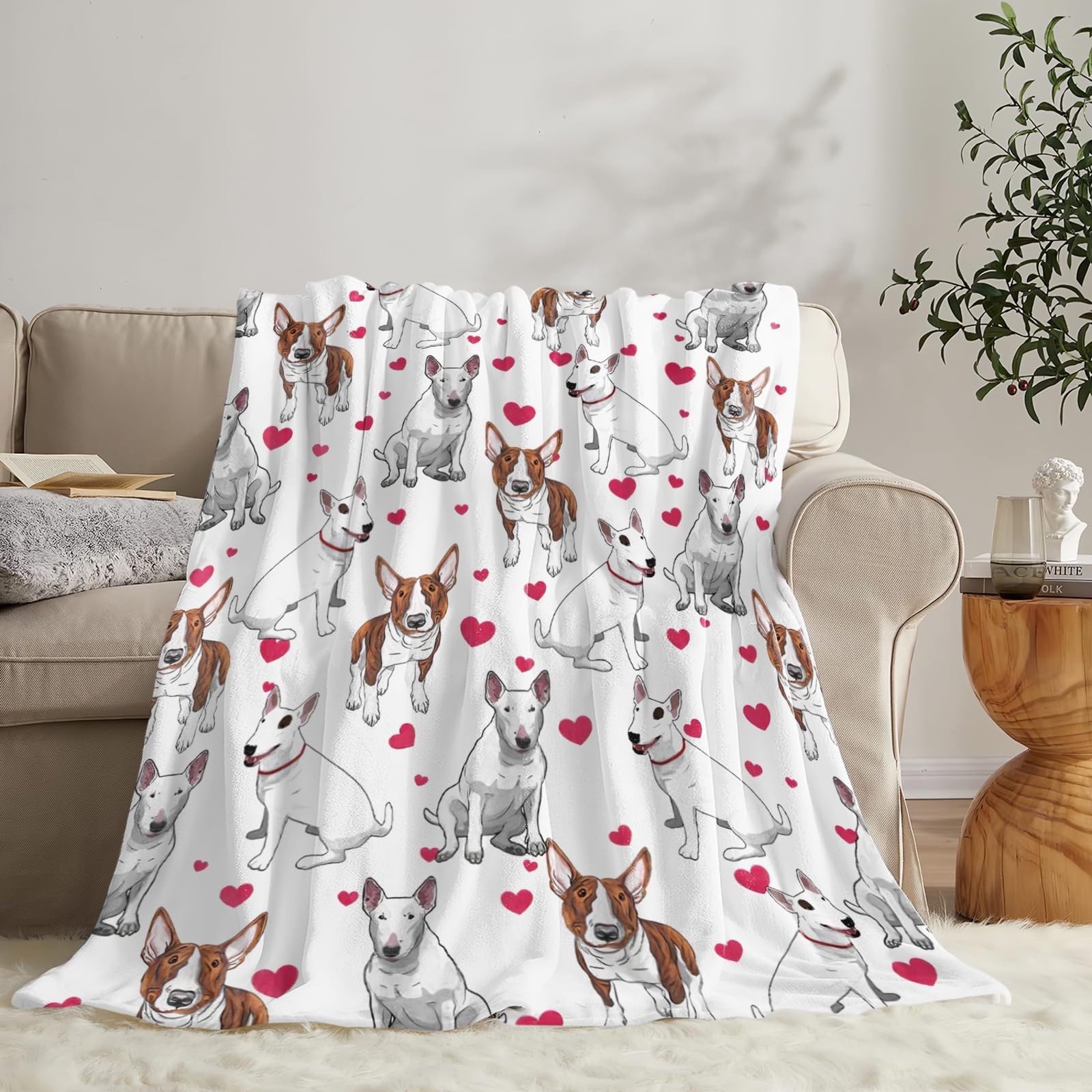 Bull Terrier Throw Blanket Dog Gifts for Girls Boys Women Men Kids Adults Sof...