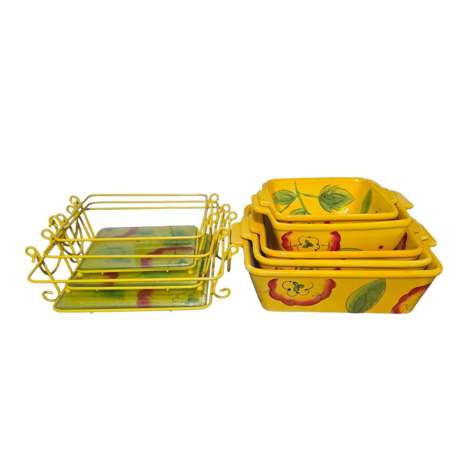 Temptations by Tara Poppy Passion 5 Piece Casserole Set With Wire Baskets