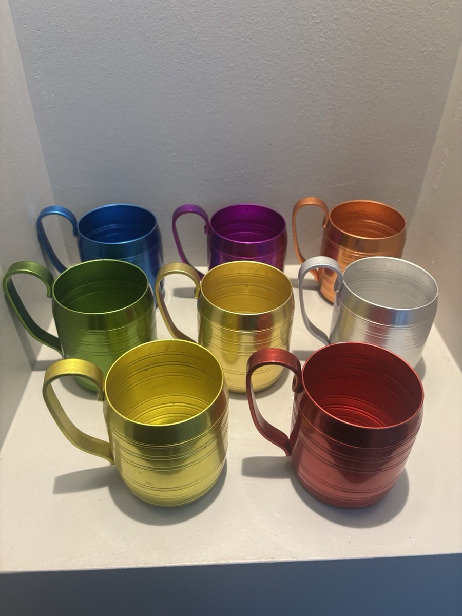 8 Vintage rainbow Aluminum Mugs cups glasses Mid Century modern retro  1960s/70s | eBay