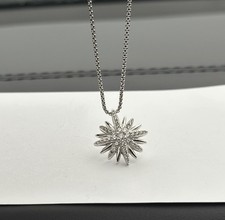 David Yurman 925 Silver Starburst Small Pendant & Diamond Necklace 18-20 Chain