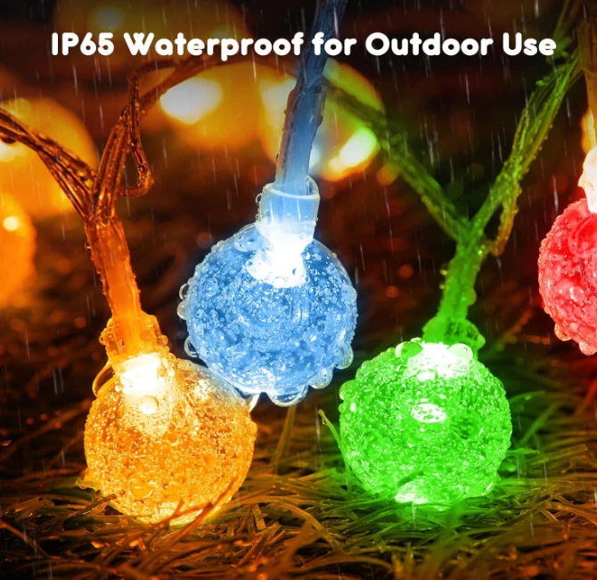 Crystal Globe String Lights Battery Operated - 17 ft 30 LED Xmas Fairy Lights - Image 3 of 4