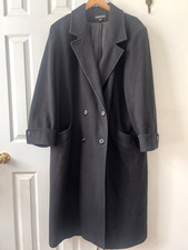 Donny Brook Vintage 100 Wool Size 18 Double-Breasted Lined Trench Coat / Black