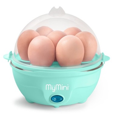 MyMini Egg Cooker + Steamer Bowl, 7 Egg Capacity, 350 Watt, Teal Blue, Nostalgia