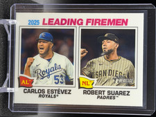 Carlos Estevez/Robert Suarez 2026 Topps Heritage Chrome Base #8 Leading Firemen