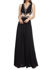 NEW BCBGMAXAZRIA BLACK GISELA EMBROIDERED GOWN JGK67L89/L524A SIZE 12