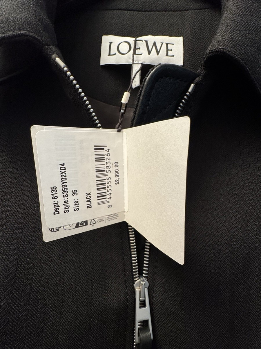 Loewe Unisex Balloon Jacket. NWT. Black Cotton And Leather Sz 36 $2900 Coat View 3