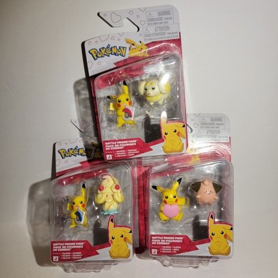 Pokémon Battle Figure Pack, 3 Packs Bundle, Pikachu Alcremie, Cleffa, Fidough