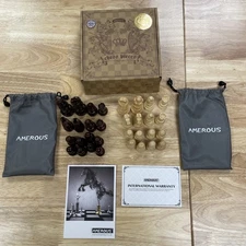 AMEROUS Wooden Chess Pieces Only Staunton Style Wood Chessmen with 3.15 King -