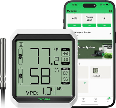 VIVOSUN Aerolab THB1S Wireless Bluetooth Hygrometer Thermometer Indoor, VPD, Dig
