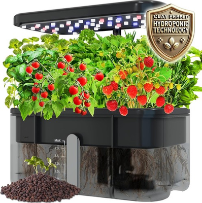 #ad Indoor Hydroponic Herb Garden Kit with Smart LED Grow Light amp; Clay Pebbles $58.95