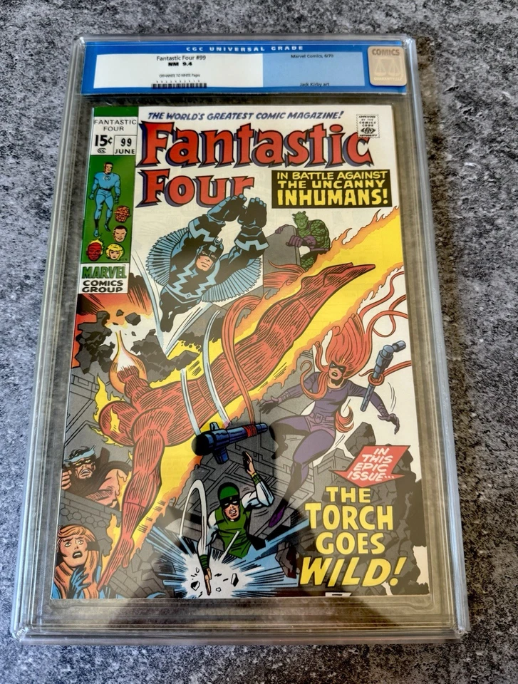 FANTASTIC FOUR #99 CGC 9.4  1970 - OLD BLUE LABEL!! RE-SUB 9.6? OW- White Pages - Image 3 of 4