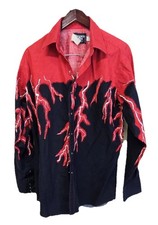 Vintage Brooks And Dunn Red/Black Lightning Bolts Pearl Snap Western Classic XL
