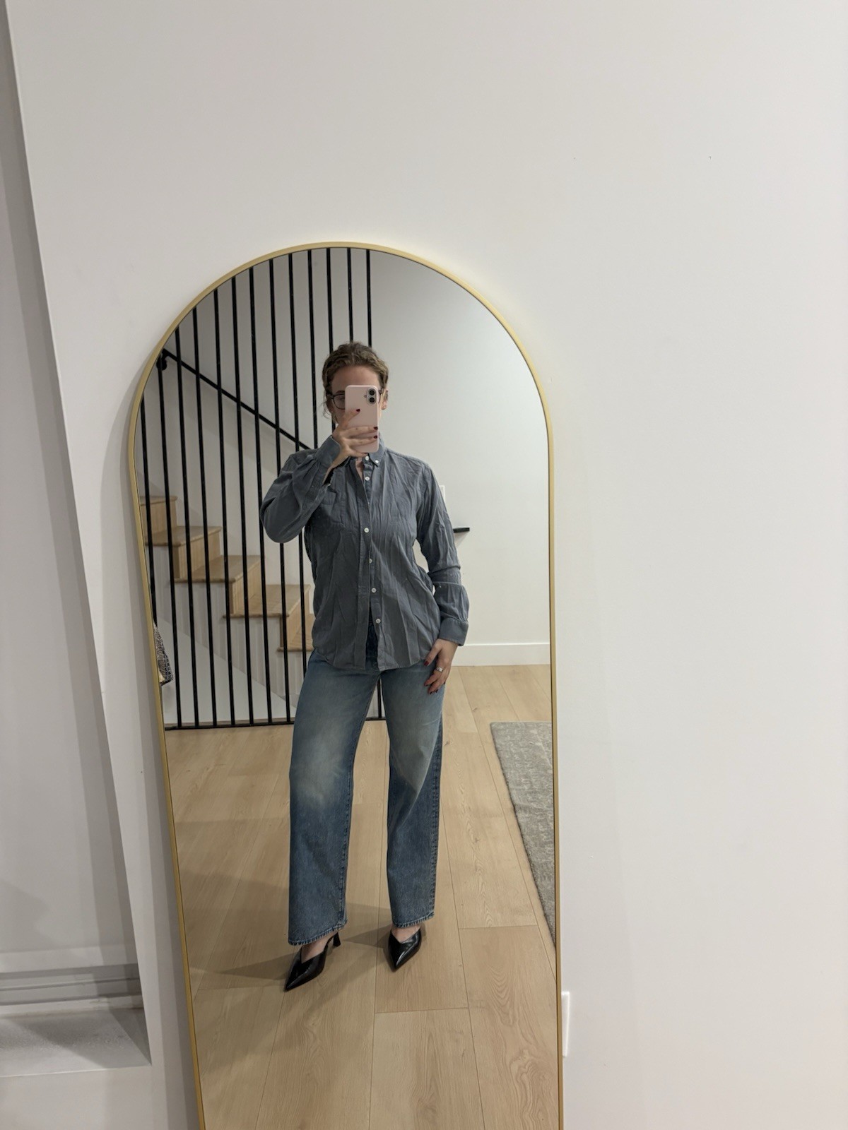 Saturdays, Blue Button Down Blouse, Size Medium - image 1