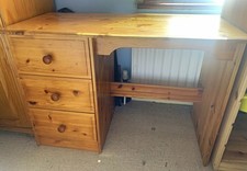 Solid Wood Computer Desk 3 Drawers Brown Freestanding 99x69x46cm