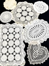 VTG Doilies Crochet & Madeira Lace LOT of 7 Hand Embroidered Cutwork Scalloped