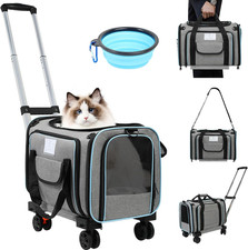 Pet Carrier Airline Approved, Expandable Pet Cat Carriers with Wheels for Dogs,