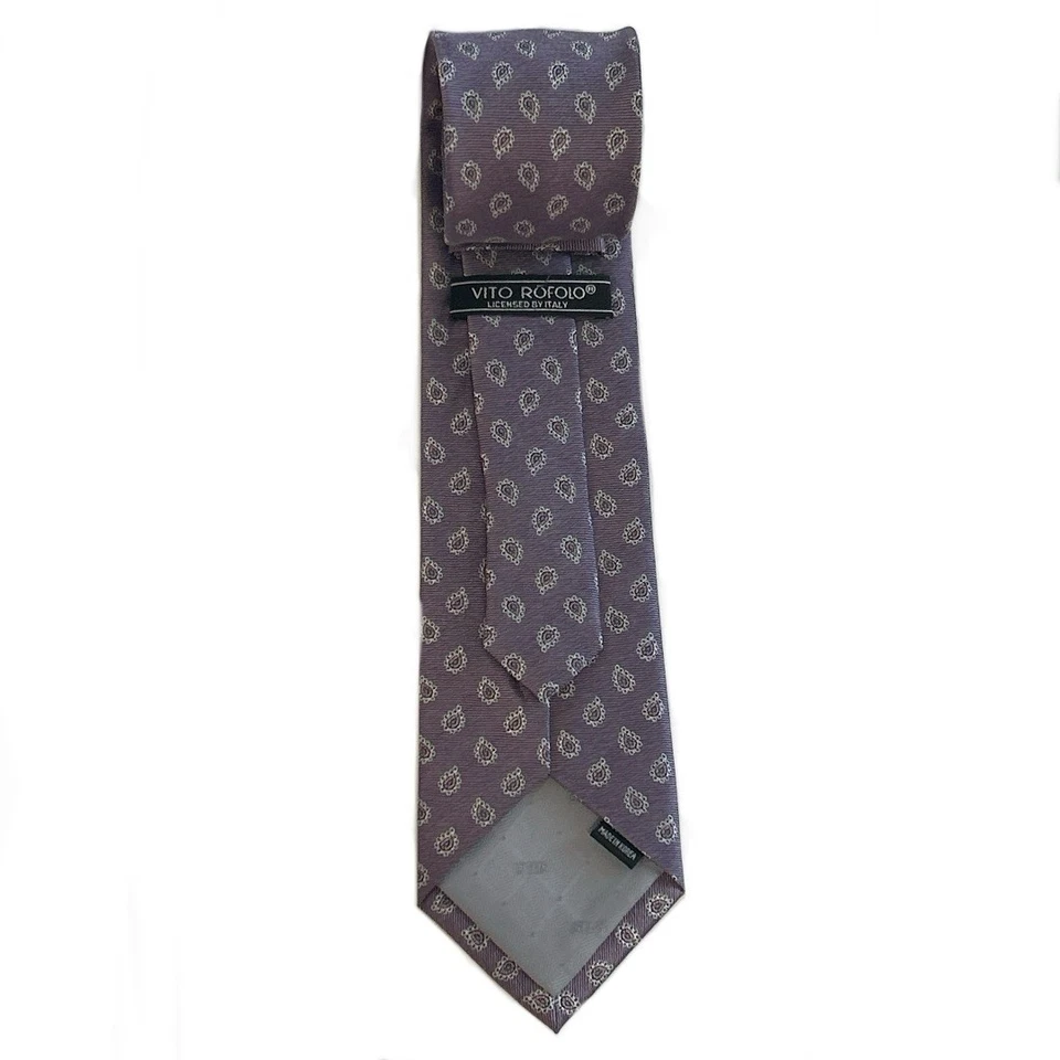 Corbata Vito Rofolo Hombre Lavanda 100% Seda Medallón Púrpura 58” X 3 1/2” Foto 4 de 4