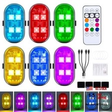 Wireless LED Lights with Remote Control, Upgraded 4LEDs 8 Colors, Interior 6PCS