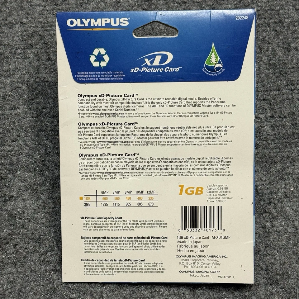 Olympus xD Picture Card 1GB Type M+ High Speed M-XD1GMP JAPAN NEW SEALED - Image 2 of 3