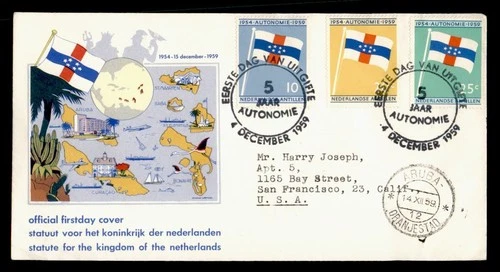DR WHO 1959 NETHERLANDS ANTILLES FDC INDEPENDENCE CACHET COMBO R25163