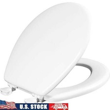 Round Enameled Wood Toilet Seat Easy Clean Hinge Quick Release Eco Friendly New