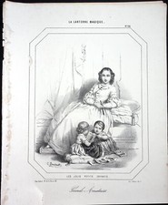 Lithographie Die Magische Laterne Nr. 58 Rles Jolis Petits Enfants Von Doussault