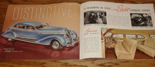 Original 1936 Chrysler Sixes and Eights Deluxe Sales Brochure Convertible Coupe - Picture 3 of 6