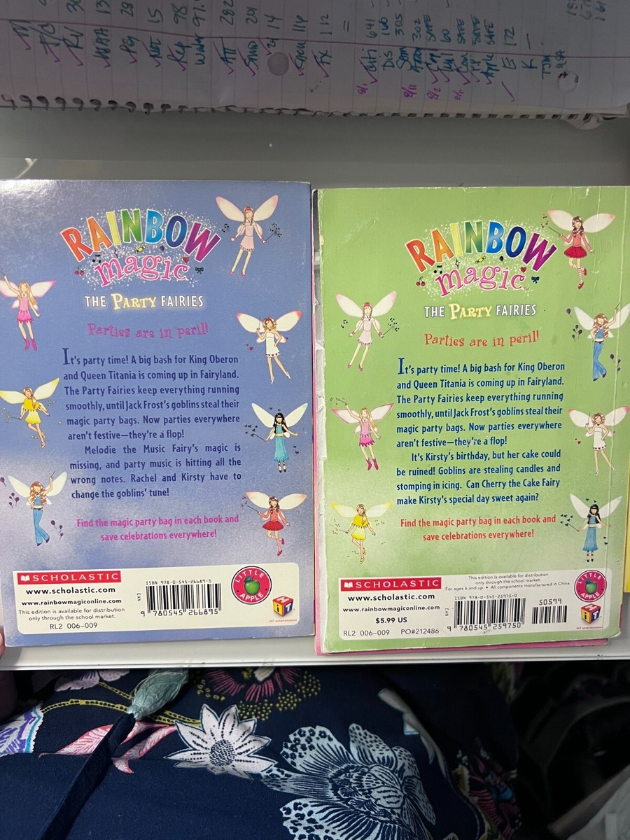 5 Rainbow magic Party fairies book set #1,2,4,5,7 Presents