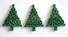 3 Glitter Christmas Tree Flat Back Embellishments / Jesse James ~ Dress It Up