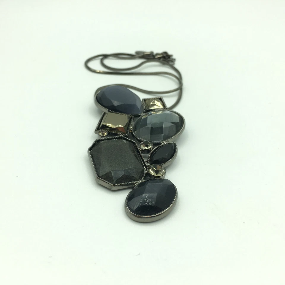 NEXT Pendant Necklace Black & Blue Chunky Abstract Retro Gothic Victoriana Punk - Image 4 of 4