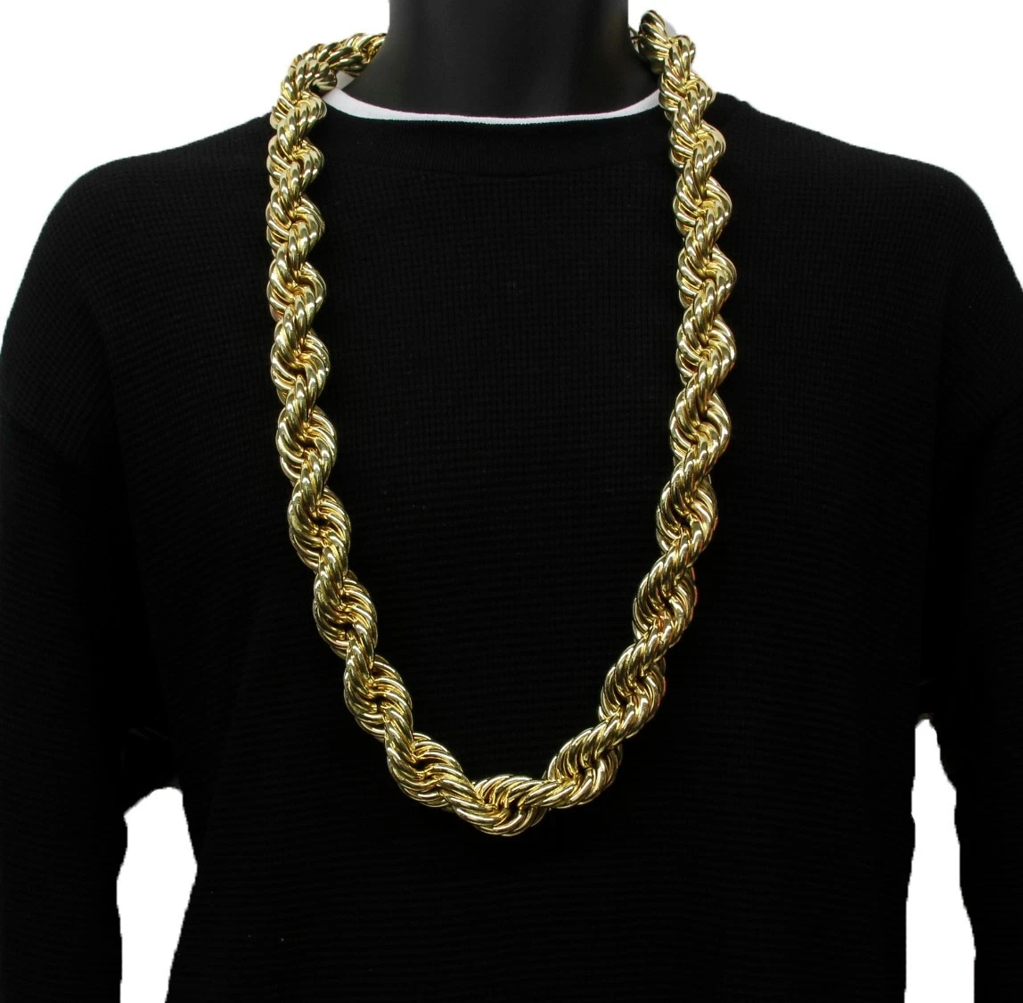 14K Gold Plated Necklace Rope Chain 36 Inch Length BIG FAT Thick 25mm Hip  Hop