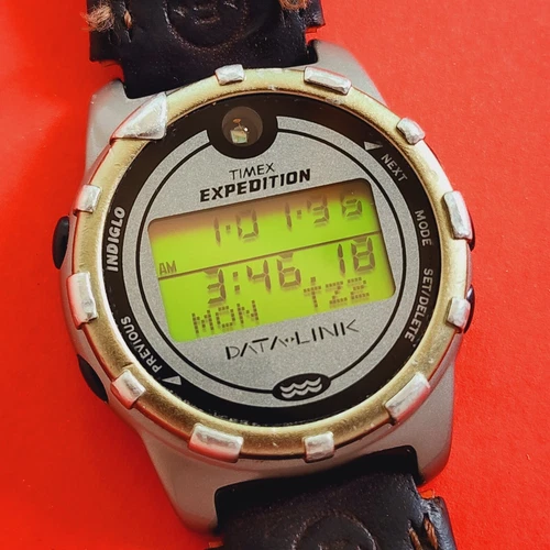 Timex Expedition Data Link Watch Multi Lap Memory Indigo Vintage Retro 763