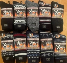 2 PAIRS POLAR EXTREME MEN INSULATED Thermal Socks Shoe Size 6-12 XTRALite