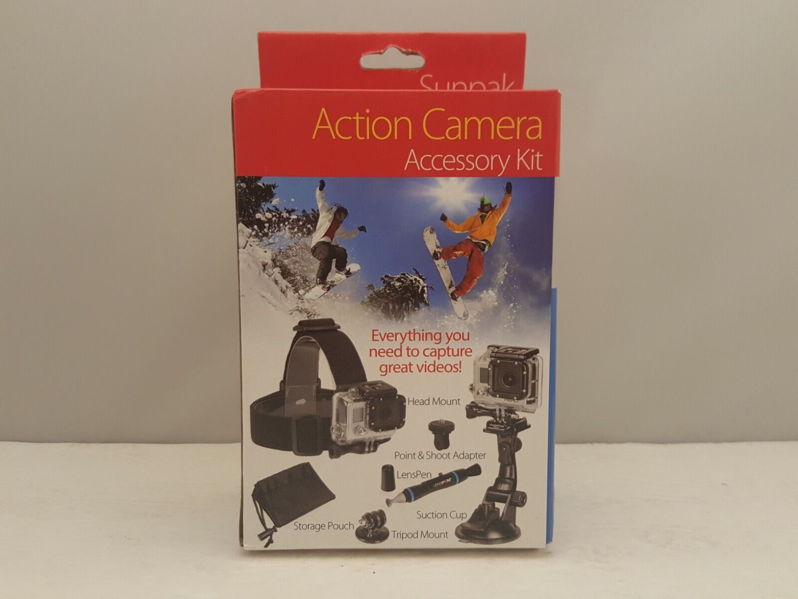 SUNPAK Deluxe 5 Piece Action Camera Kit with Storage Pouch | ACTION 5-2 | NEW
