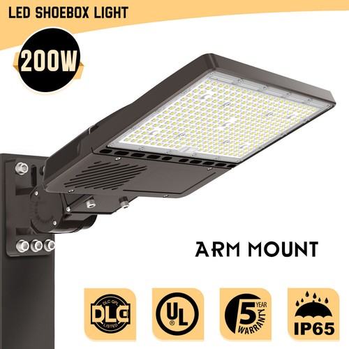 200W LED Parking Lot Light with Photocell Commercial LED Shoebox Pole Lights DLC - 第 1/12 張圖片