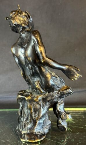 Rara statua Fauno Diavolo in bronzo XIX secolo - Bacco Eros Curiosa antica - Foto 3 di 6
