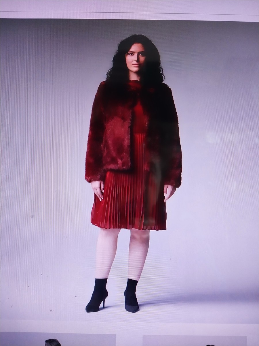 Simply Vera Wang Womens L Faux Fur Fuzzy Furry Lined Jacket