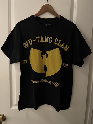 WU Tang Clan Logo Black Rap T Shirt Classic Hip Hop Size Large