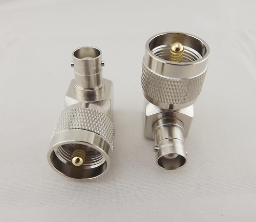UHF PL259 Male Plug To BNC Female Jack Right Angle RF Coaxial Adapter Connector - Picture 4 of 4