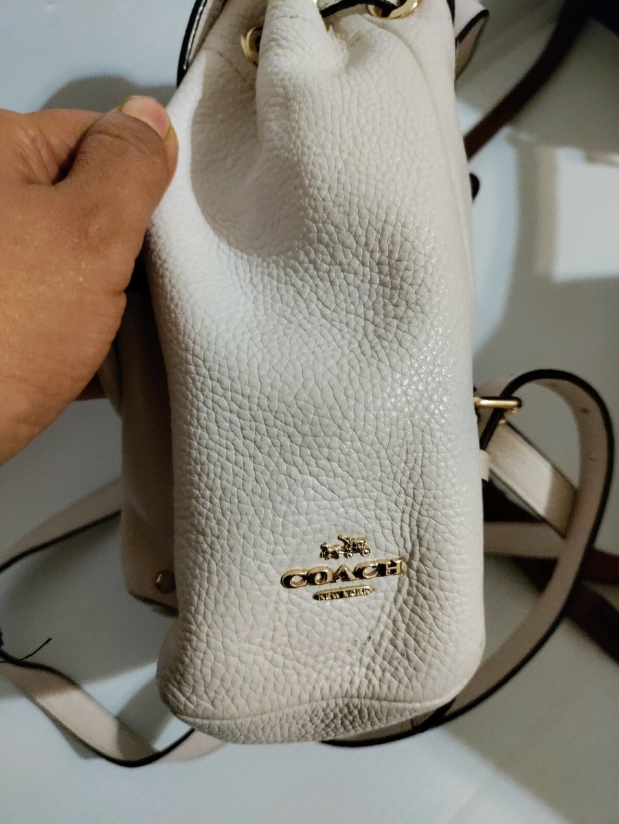 COACH Mini Turnlock Rucksack Backpack In Chalk Excellent | eBay
