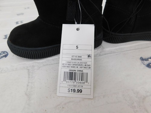 Cat & Jack Toddler Black Faux Leather Fur Winter Zipper Ankle Boots Choose Size! - Picture 9 of 50