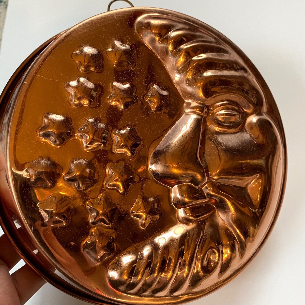 Vintage Copper Moon And Stars Celestial Copper Baking Mold ODI