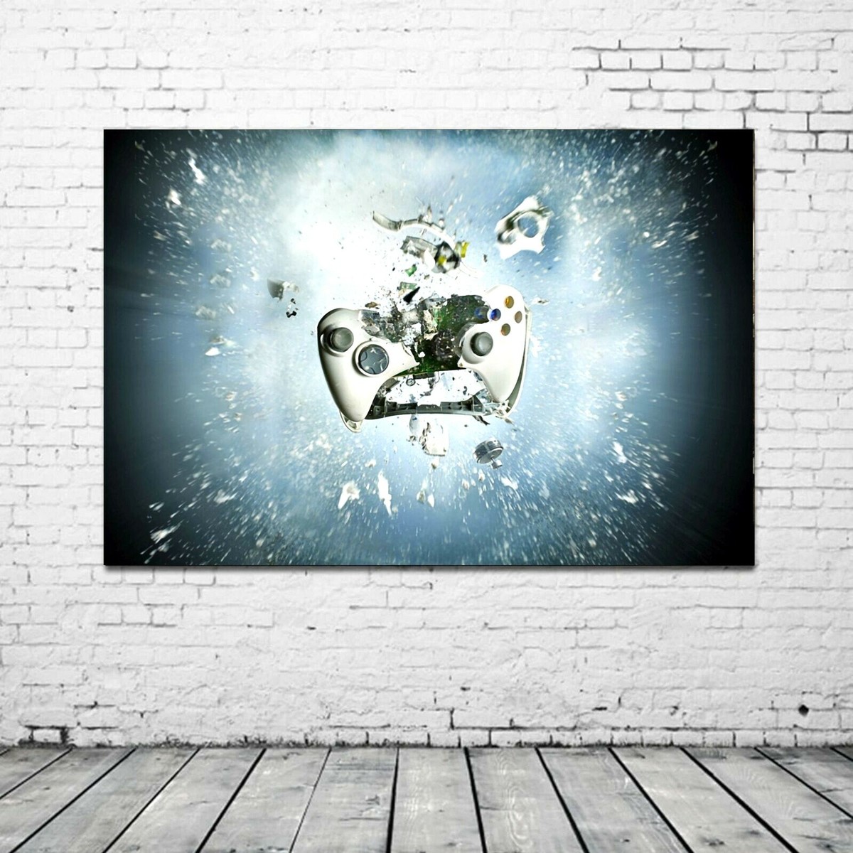XBox Controller Gamer Neon Bunt Gerahmte Gedruckte Leinwand Fertig Zum Aufhängen Wand Kunst Poster Druck Schwimmender Rahmen - Premium Wohnkultur - Österreich
