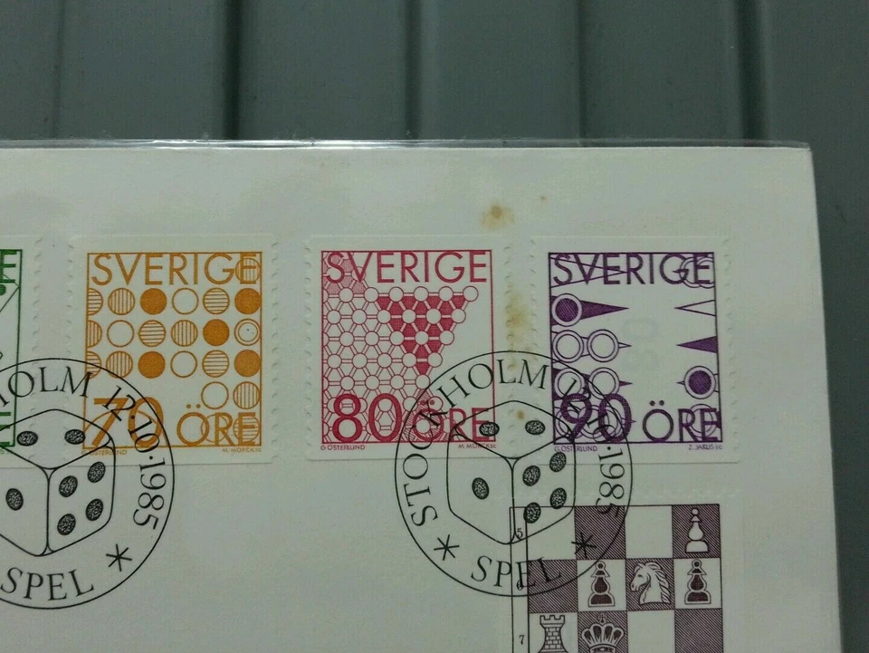 [SJ] Sweden Chess 1985 Indoor Games Competition (stamp FDC) *toning - Image 2 of 4