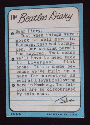 Beatles Diary Series Topps Trading Card 18A | eBay